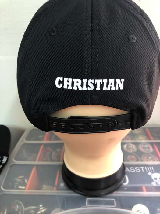 Printed black cap with motorcycle design - Christian design 2